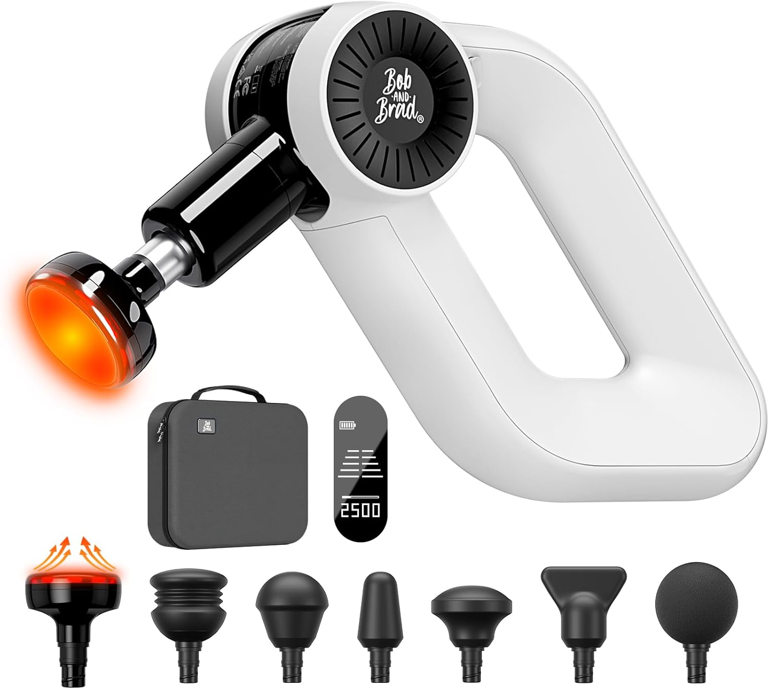 Bob and Brad D6 Pro Plus Massage Gun with Heat (White)